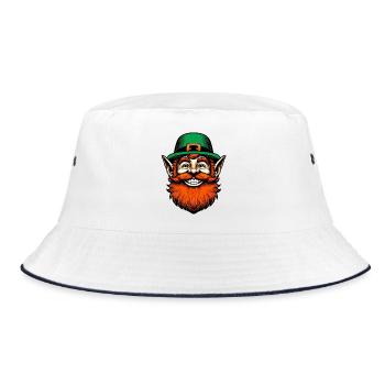 Irischer Kobold Irland - Bucket Hat - Weiß/Navy - Vorne