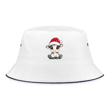 Kuh Weihnachten Süß Niedlich Xmas Weihnachtlich - Bucket Hat - Weiß/Navy - Vorne