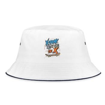 Lets Go to the X Skateboard Rough Scribbles. - Bucket Hat - white/navy - Front