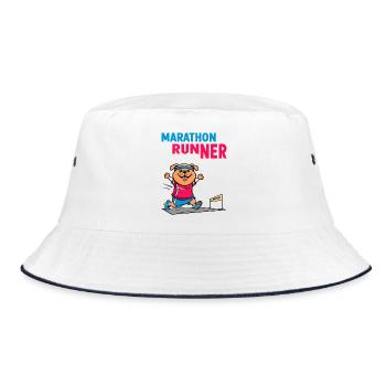 Hunde Marathonläufer - Bucket Hat - Weiß/Navy - Vorne