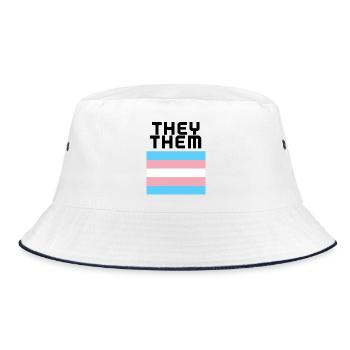 they Them trans - Bucket Hat - white/navy - Front