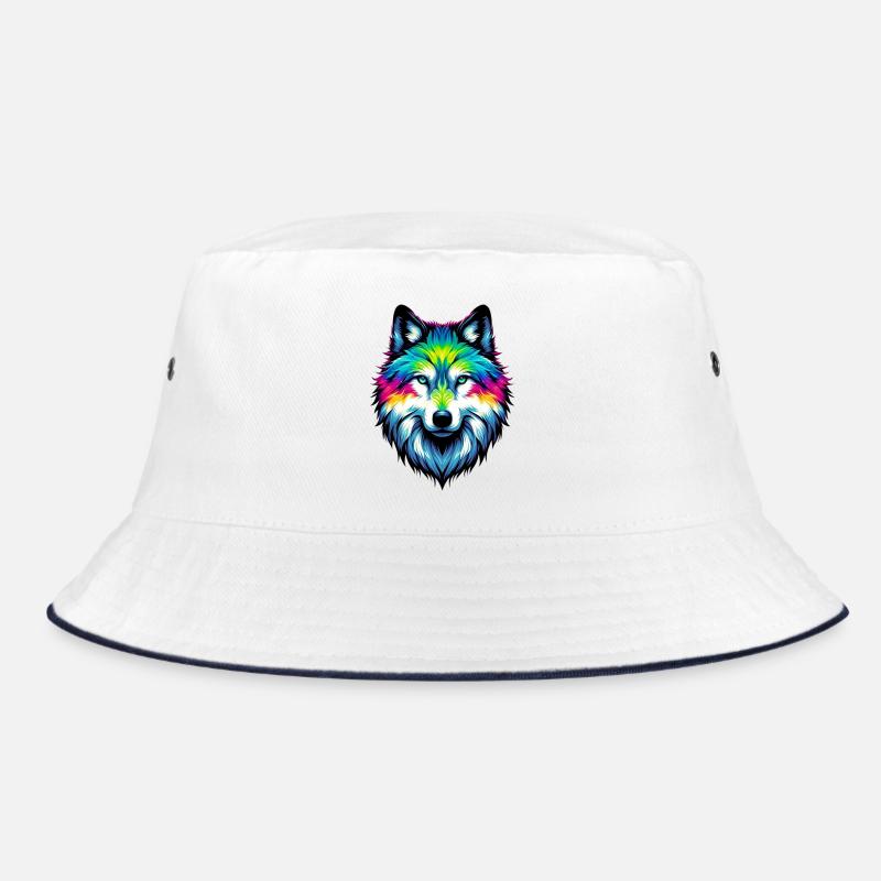Wolf - Bucket Hat - Weiß/Navy