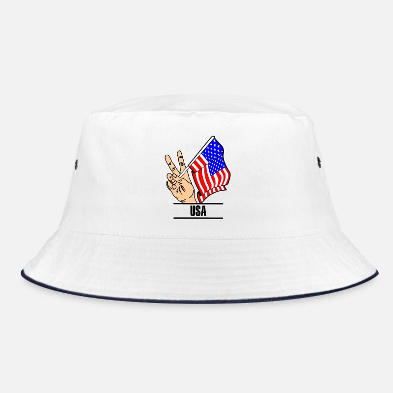 Flag USA peace sign text USA Bucket Hat