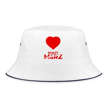 Herz satt März - Bucket Hat - Weiß/Navy - Vorne