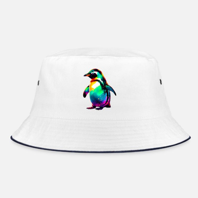 Pinguin - Bucket Hat - Weiß/Navy