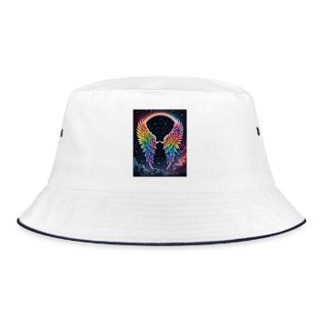 Regenbogenflug im Kosmos - Bucket Hat - Weiß/Navy - Vorne