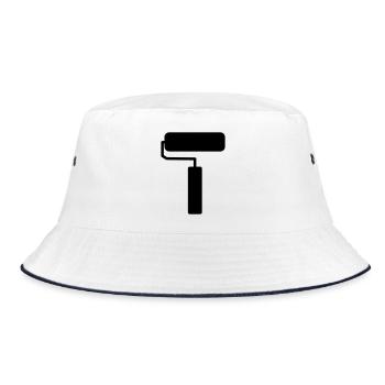 Farbrolle Silhouette – Minimalistisches Malerwerkz - Bucket Hat - Weiß/Navy - Vorne