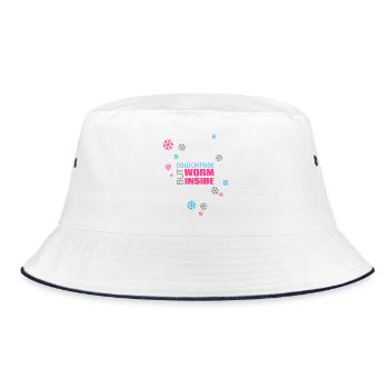 Cold outside but worm inside - Bucket Hat - white/navy - Front
