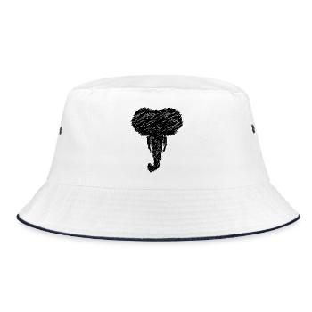 Elefant Kopf Tier Zeichnung Scribble Geschenk - Bucket Hat - Weiß/Navy - Vorne