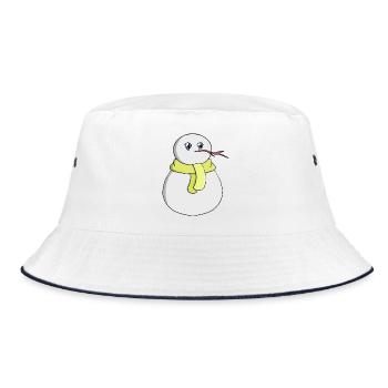 Bonhomme de neige portant une écharpe jaune - Bob - blanc/marine - Devant