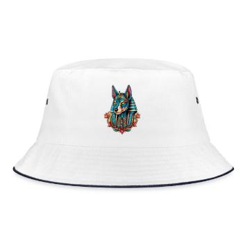 Illustration by Anubis - Bucket Hat - white/navy - Front