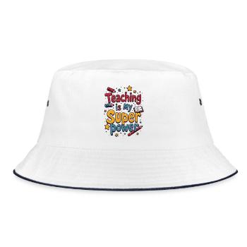 Teaching is My Superpower - Bucket Hat - white/navy - Front