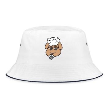 Sheep Baby Toddler Face Pacifier Child Head - Bucket Hat - white/navy - Front
