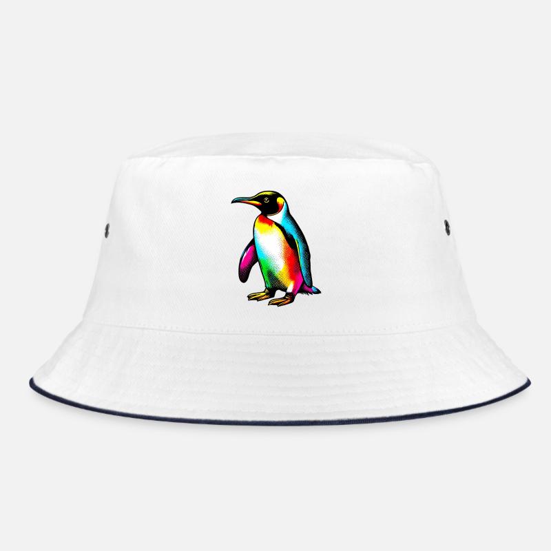 Pinguin - Bucket Hat - Weiß/Navy