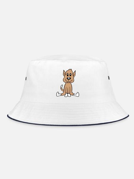 chien assis mignon petit chiot heureux animal de compagnie - Bob - blanc/marine - Devant