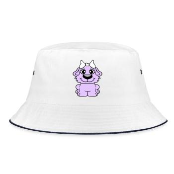 Dog Girl Cute Bow Female Woman Girl - Bucket Hat - white/navy - Front
