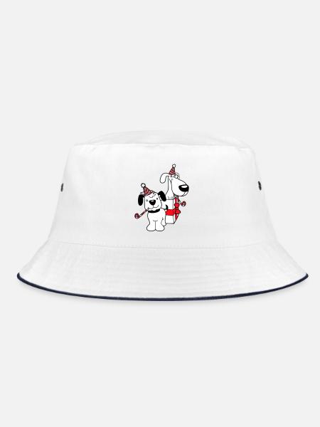 2 chiens anniversaire cadeau fête chapeau célébrer crapaud - Bob - blanc/marine - Devant