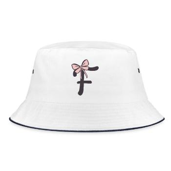 Initial letter F Ribbon - Bucket Hat - white/navy - Front