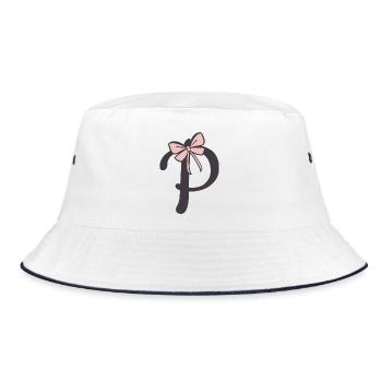 Initial letter P Ribbon - Bucket Hat - white/navy - Front