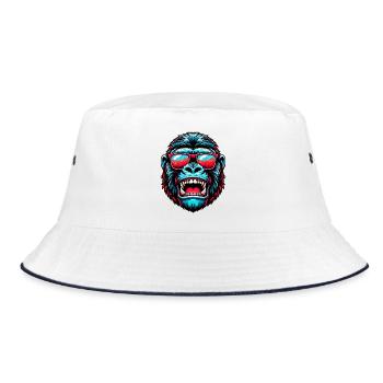 Gorillas mit Sonnenbrille - Bucket Hat - Weiß/Navy - Vorne