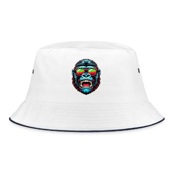Gorillas mit Sonnenbrille - Bucket Hat - Weiß/Navy - Vorne