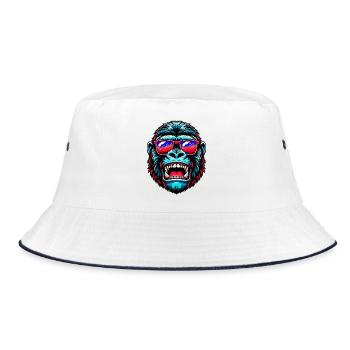 Gorillas mit Sonnenbrille - Bucket Hat - Weiß/Navy - Vorne