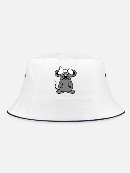 Maus Frau Hübsche Schleife Girl Kleine Ratte Süße - Bucket Hat - Weiß/Navy - Vorne