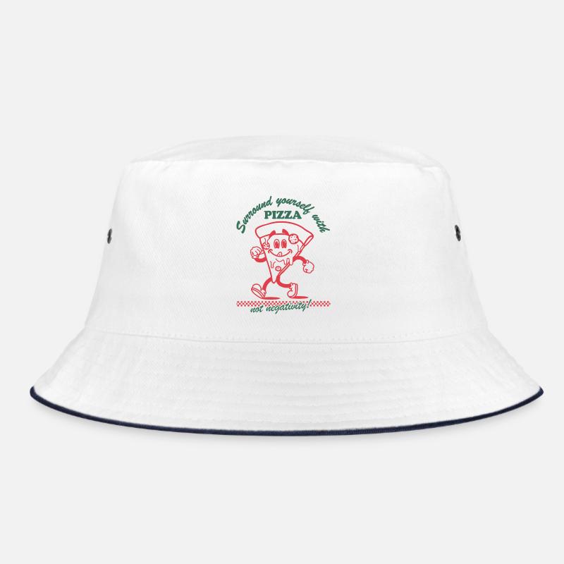 Pizza & Positivity – No Place for Negativity - Bucket Hat - white/navy