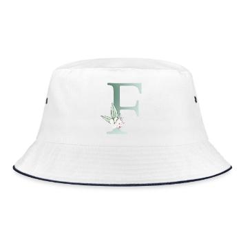 F Monogram, Floral, Personnalisable - Bob - blanc/marine - Devant