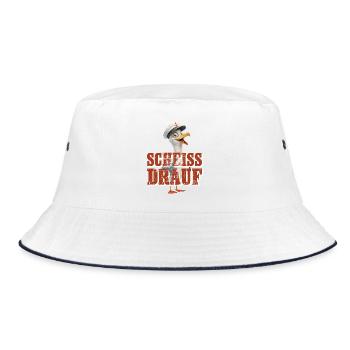 Scheiß drauf Möwe - Bucket Hat - Weiß/Navy - Vorne