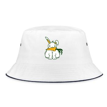 Rabbit Carrot Carrot Eating Mouth Hunger Obesity - Bucket Hat - white/navy - Front