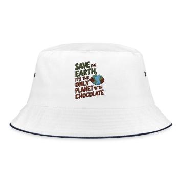 Save the Earth Chocolate Lover Funny Earth Day - Bucket Hat - white/navy - Front