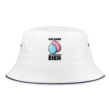 Eier Dicke Eier Ostern Spruch Ostereier - Bucket Hat - Weiß/Navy - Vorne