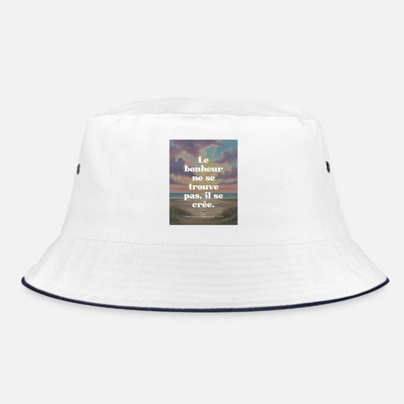 "Schaffe dein Glück" - Bucket Hat - Weiß/Navy
