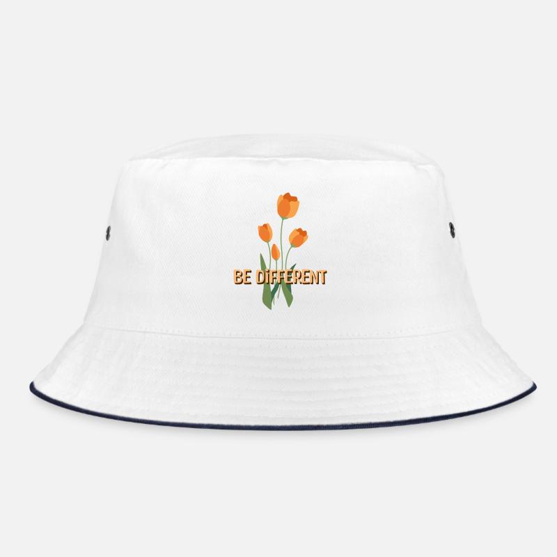 Be Different Tulips & Positive Affirmations - Bucket Hat - white/navy