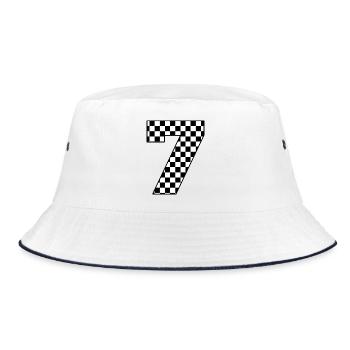 Number 7 plaid - Bucket Hat - white/navy - Front