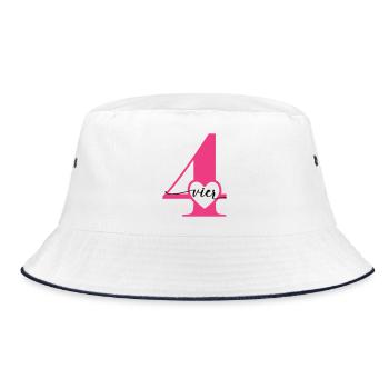Ziffer Vier 4 mit Herz - Bucket Hat - Weiß/Navy - Vorne