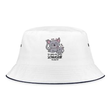 Große Schwester 2026 Kätzchen Katze Katzen Kinder - Bucket Hat - Weiß/Navy - Vorne