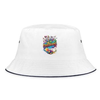 Maler malen Kind Geschenk - Bucket Hat - Weiß/Navy - Vorne
