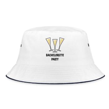 Bachelorette Party (Sektgläser Trichter Zu / 2C) - Bucket Hat - Weiß/Navy - Vorne