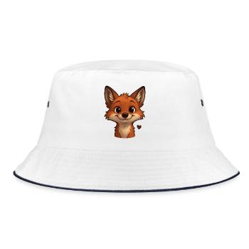 Happy Fox – clever & charmant - Bucket Hat - Weiß/Navy - Vorne