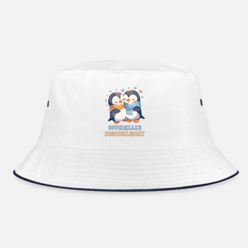 Offizielles Kuschelshirt Pinguine Liebe Herz Süß - Bucket Hat - Weiß/Navy
