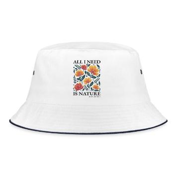 Stylized floral pattern "All I need is Nature" - Bucket Hat - white/navy - Front