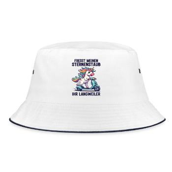 Roller-Einhorn - Bucket Hat - Weiß/Navy - Vorne