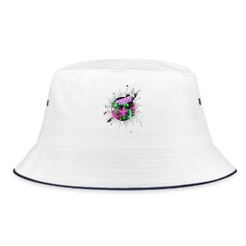"Bewusst_Mensch25" by Acryl Galerie - Bucket Hat - white/navy - Front