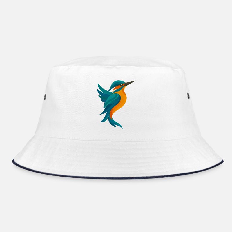 Stilisierter Eisvogel-elegante Form in Blau-Orange Bucket Hat