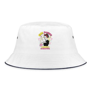 Femme Pop Art Girl Power Girl Power Girl Strong - Bob - blanc/marine - Devant