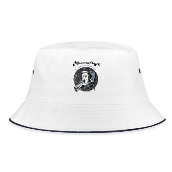 Morning Coffee – Because Adulting Is Hard - Bucket Hat - Weiß/Navy - Vorne