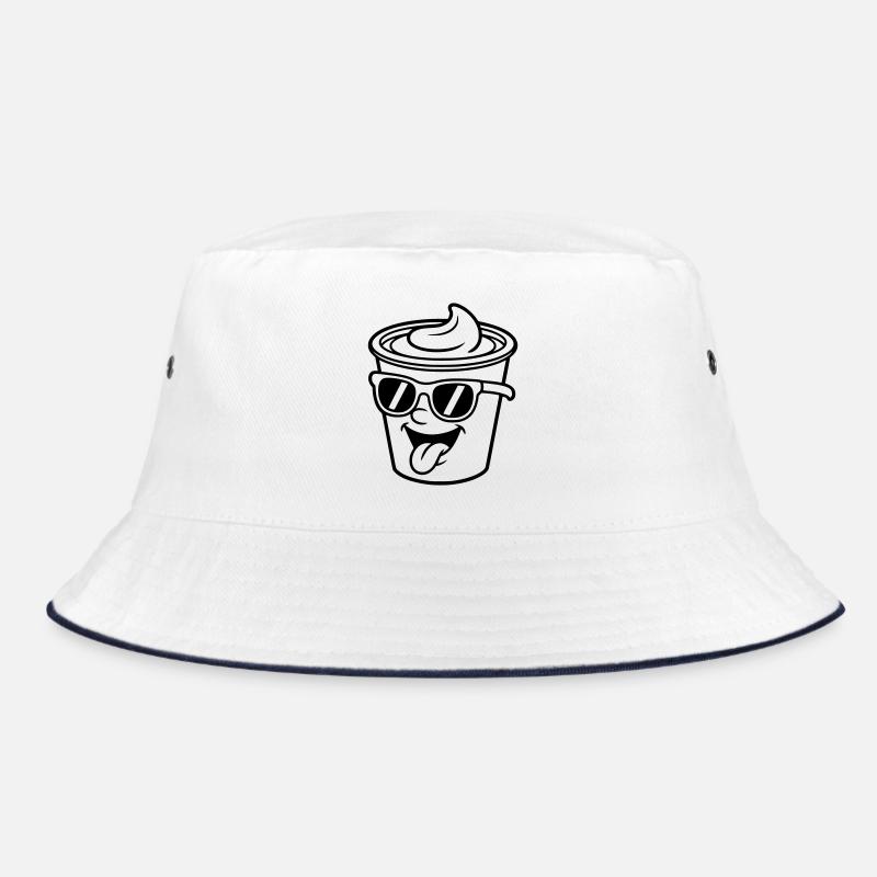 Becher Crème Joghurt Sahne Eis (Farbe änderbar) - Bucket Hat - Weiß/Navy