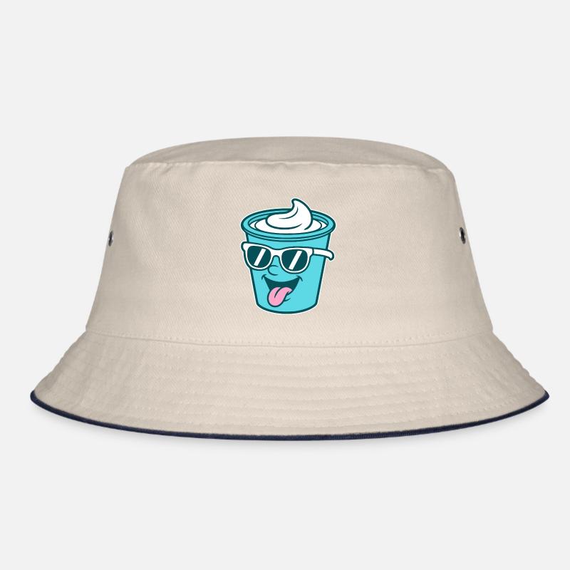 Crème Joghurt Sahne Eis - Becher mit Sonnenbrille Bucket Hat